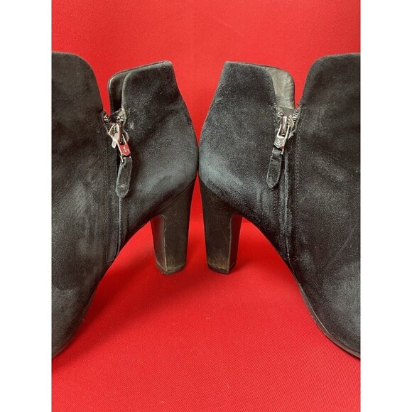 Sam Edelman Women’s Black Leather Zip Ankle Booties Suede Heel Boots size 8.5 - Picture 3 of 6